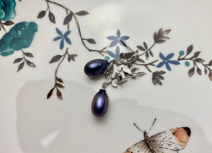 One-Of-A-Kind 7x10 mm AAA Rare Peacock Pearl Earring Studs W/925 Sterling Silver High Luster Pearl Butterfly Earring Bridal Jewelry #10005-B