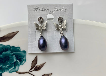 One-Of-A-Kind 7x10 mm AAA Rare Peacock Pearl Earring Studs W/925 Sterling Silver High Luster Pearl Butterfly Earring Bridal Jewelry #10005-B