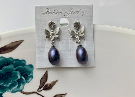 One-Of-A-Kind 7x10 mm AAA Rare Peacock Pearl Earring Studs W/925 Sterling Silver High Luster Pearl Butterfly Earring Bridal Jewelry #10005-B