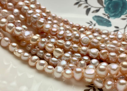 7-8 mm AAA Large Hole Light Natural Pink Freshwater Pearl Nugget Beads Hole Size 1.8 mm High Luster Large Hole Potato Pearls #P1022