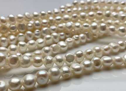 7-8 mm AAA Large Hole Natural White Freshwater Pearl Nugget Beads Hole Size 1.8 mm High Luster Large Hole Potato Pearls #P1021
