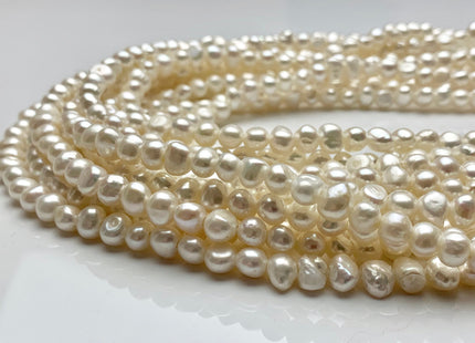 7-8 mm AAA Large Hole Natural White Freshwater Pearl Nugget Beads Hole Size 1.8 mm High Luster Large Hole Potato Pearls #P1021