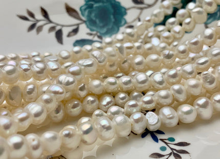 7-8 mm AAA Large Hole Natural White Freshwater Pearl Nugget Beads Hole Size 1.8 mm High Luster Large Hole Potato Pearls #P1021
