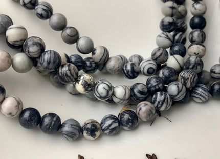 4mm 6mm 8mm 10mm Smooth Round Black Spider Web Jasper Gemstone Beads Black And White Color Jasper Loose Beads 15.5 Inches #2902