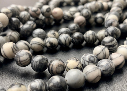4mm 6mm 8mm 10mm Smooth Round Black Spider Web Jasper Gemstone Beads Black And White Color Jasper Loose Beads 15.5 Inches #2902