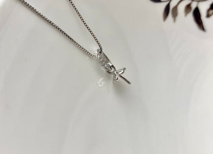 One Piece 925 Sterling Silver Pendant Cap Setting Finding For Half Drilled Pearl Genuine 925 Sterling Silver W/CZ Pendant DIY Jewelry #10035