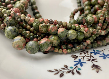 4 mm 6 mm 8 mm 10 mm Smooth Unakite Gemstone Beads Natural Green And Peach Pink Color Unakite Gemstone Loose Beads 15.5 Inches Strand #2903