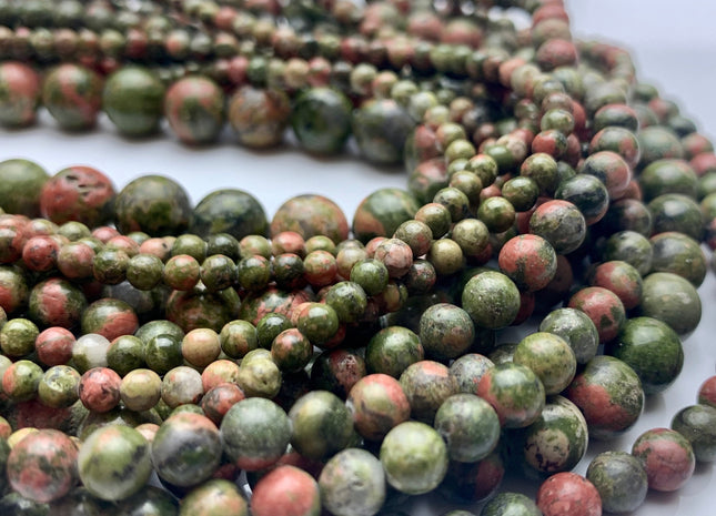 4 mm 6 mm 8 mm 10 mm Smooth Unakite Gemstone Beads Natural Green And Peach Pink Color Unakite Gemstone Loose Beads 15.5 Inches Strand #2903