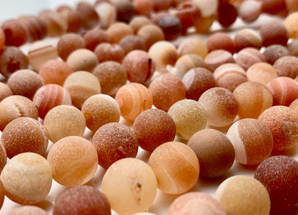 6 mm 8 mm 10 mm 12 mm Matte Round Druzy Agate Gemstone Peach Pink Color Agate With Crystal Cave Gemstone Loose Beads 15 Inches Strand #2899