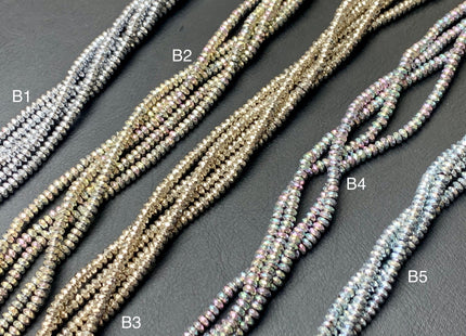 4mm Hematite Pyrite Beads Silver Gold Rhodium Gray Green Brown Blue Raimbow Color Faceted Rondelle Shape Polished Beads 16 Inches #2714