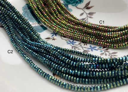 4mm Hematite Pyrite Beads Silver Gold Rhodium Gray Green Brown Blue Raimbow Color Faceted Rondelle Shape Polished Beads 16 Inches #2714