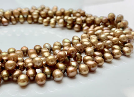 4.5x5-6 mm AAA Top Drilled Freshwater Pearl Golden Champagne Color Rice Shape Genuine Freshwater Pearls Dancing Freshwater Pearls #26