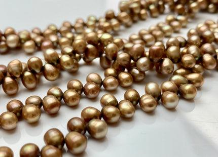 4.5x5-6 mm AAA Top Drilled Freshwater Pearl Golden Champagne Color Rice Shape Genuine Freshwater Pearls Dancing Freshwater Pearls #26