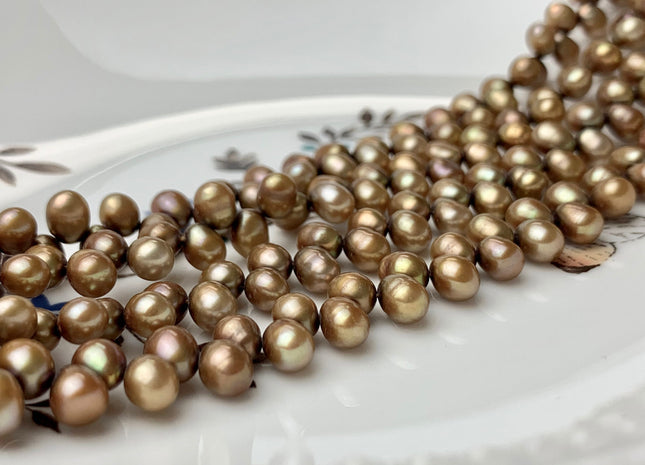 4.5x5-6 mm AAA Top Drilled Freshwater Pearl Golden Champagne Color Rice Shape Genuine Freshwater Pearls Dancing Freshwater Pearls #26