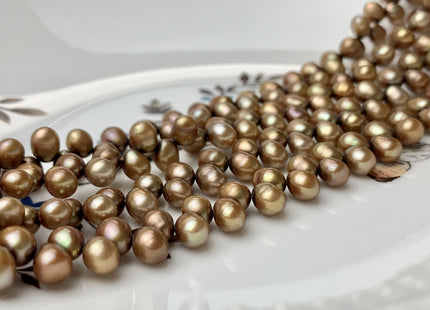 4.5x5-6 mm AAA Top Drilled Freshwater Pearl Golden Champagne Color Rice Shape Genuine Freshwater Pearls Dancing Freshwater Pearls #26