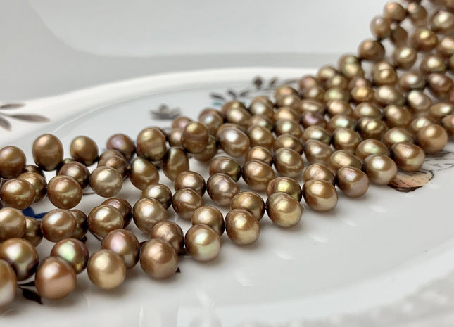 4.5x5-6 mm AAA Top Drilled Freshwater Pearl Golden Champagne Color Rice Shape Genuine Freshwater Pearls Dancing Freshwater Pearls #26
