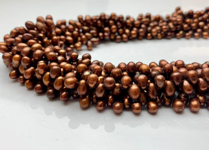 5X6 mm Top Drilled Freshwater Pearl Orange Copper Color Rice Shape Genuine Freshwater Pearls Dancing Freshwater Pearls #1977