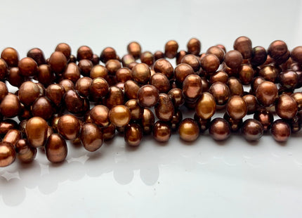 5X6 mm Top Drilled Freshwater Pearl Orange Copper Color Rice Shape Genuine Freshwater Pearls Dancing Freshwater Pearls #1977