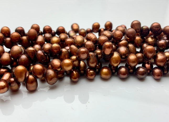 5X6 mm Top Drilled Freshwater Pearl Orange Copper Color Rice Shape Genuine Freshwater Pearls Dancing Freshwater Pearls #1977