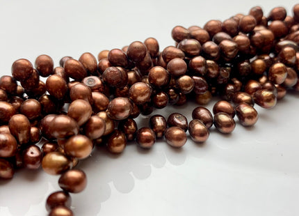5X6 mm Top Drilled Freshwater Pearl Orange Copper Color Rice Shape Genuine Freshwater Pearls Dancing Freshwater Pearls #1977