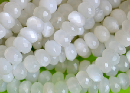 5x7-8 mm 100% All Natural Faceted Rondelle White Or Light Green Color Moonstone Beads Genuine Top Quality Moonstone 14 inches Strand #2130