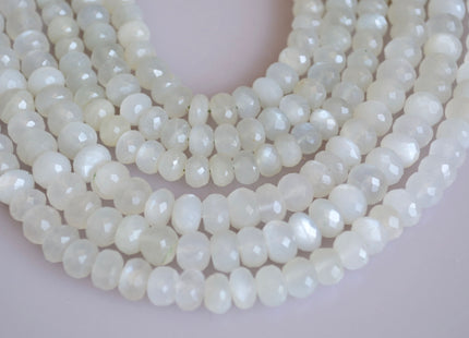5x7-8 mm 100% All Natural Faceted Rondelle White Or Light Green Color Moonstone Beads Genuine Top Quality Moonstone 14 inches Strand #2130