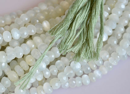 5x7-8 mm 100% All Natural Faceted Rondelle White Or Light Green Color Moonstone Beads Genuine Top Quality Moonstone 14 inches Strand #2130