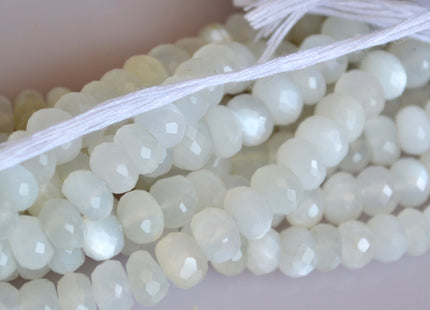 5x7-8 mm 100% All Natural Faceted Rondelle White Or Light Green Color Moonstone Beads Genuine Top Quality Moonstone 14 inches Strand #2130