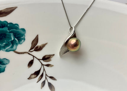 One Piece 925 Sterling Silver Pendant Setting Findings For Half Drilled Pearls Leaf Shape Design Pearl Mounting DIY Jewelry Pendant #10010-A