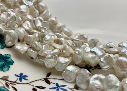 8-9 x 10-12 mm Natural White Keshi Freshwater Pearl Beads Genuine Center Drilled Keshi Nugget Pearls #235