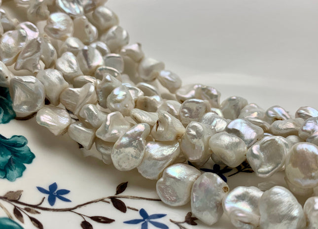 8-9 x 10-12 mm Natural White Keshi Freshwater Pearl Beads Genuine Center Drilled Keshi Nugget Pearls #235