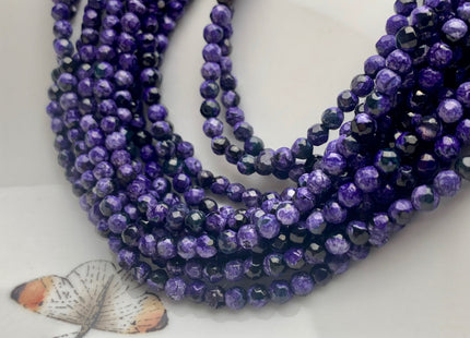 4 mm Faceted Round Purple Agate Gemstone Beads Genuine Agate Gemstone Loose Beads 14 Inches Strand #2709