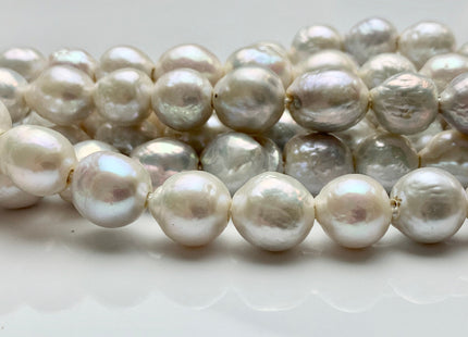 10-12 mm Natural White Half Strand Large Hole Freshwater Edison Pearl Beads Hole Size 2.2 mm Genuine Very High Luster Baroque Pearls #1980