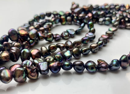 7-8x10 mm AAA Peacock Color Keshi Freshwater Nugget Pearl Beads Center Drilled Keshi Nuggets Genuine Peacock Freshwater Pearl #1982