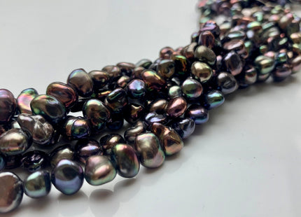 7-8x10 mm AAA Peacock Color Keshi Freshwater Nugget Pearl Beads Center Drilled Keshi Nuggets Genuine Peacock Freshwater Pearl #1982