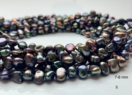 7-8x10 mm AAA Peacock Color Keshi Freshwater Nugget Pearl Beads Center Drilled Keshi Nuggets Genuine Peacock Freshwater Pearl #1982
