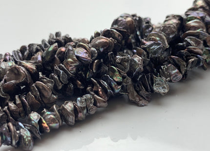 7 mm AA Metallic Brownish Black Keshi Freshwater Pearl Beads Center Drilled Keshi Pearl Rondelle Freshwater Pearls 15.5 Inches Strand #1987