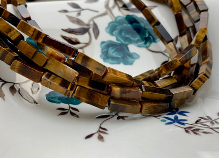 4-5x13 mm Cuboid Tube Shape Natural Tiger Eye Gemstone Beads Genuine Tiger Eye Gemstones Loose Beads 15.5 Inches Strand #2984