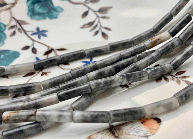 4-13x14 mm Tube Shape Natural Gray Color Jade Gemstone Beads Loose Beads 15.5 Inches Strand #2987