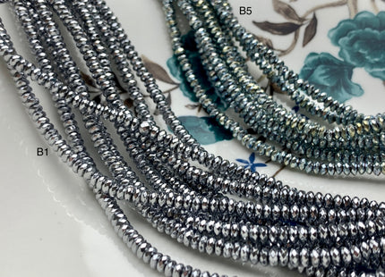 4mm Hematite Pyrite Beads Silver Gold Rhodium Gray Green Brown Blue Raimbow Color Faceted Rondelle Shape Polished Beads 16 Inches #2714