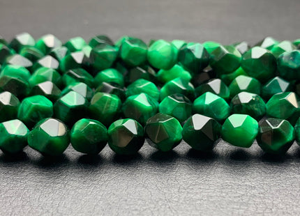 7-8 mm AAA Faceted Star Cut Green Tiger Eye Gemstone Beads Genuine Faceted High Quality Green Tiger Eye Loose Beads 15 Inches Strand #2720