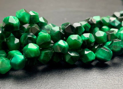7-8 mm AAA Faceted Star Cut Green Tiger Eye Gemstone Beads Genuine Faceted High Quality Green Tiger Eye Loose Beads 15 Inches Strand #2720