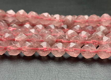7-8 mm AAA Faceted Star Cut Strawberry Quartz Gemstone Beads Genuine Faceted Quality Strawberry Quartz Loose Beads 15 Inches Strand #2721