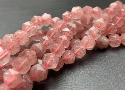 7-8 mm AAA Faceted Star Cut Strawberry Quartz Gemstone Beads Genuine Faceted Quality Strawberry Quartz Loose Beads 15 Inches Strand #2721