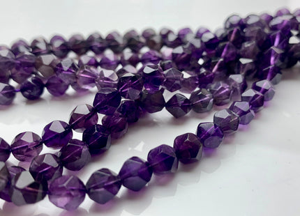 7 mm AAA Faceted Star Cut Amethyst Gemstone Beads Genuine Faceted Quality Dark Purple Amethyst Loose Beads 15 Inches Strand #2723