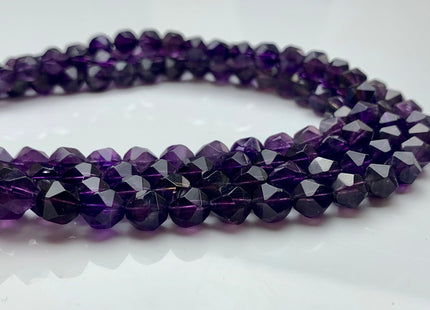 7 mm AAA Faceted Star Cut Amethyst Gemstone Beads Genuine Faceted Quality Dark Purple Amethyst Loose Beads 15 Inches Strand #2723