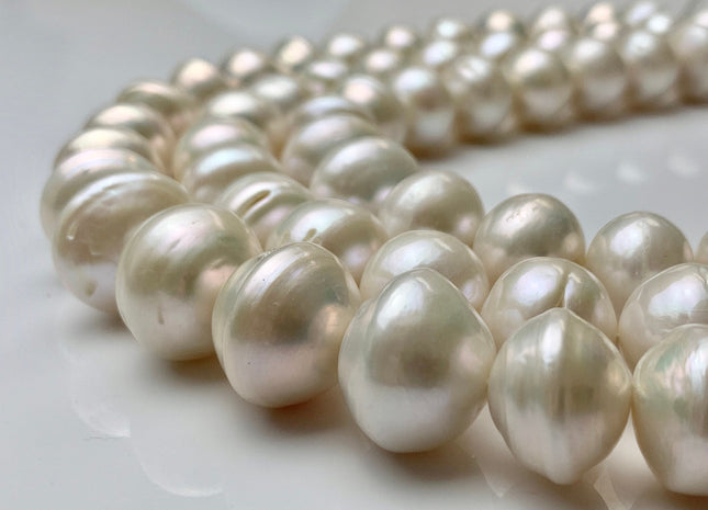 13-15 mm Jumbo Size Natural White Baroque Edison Freshwater Pearl Beads Genuine Rare High Luster Irregular Shape Edison Pearls #1985