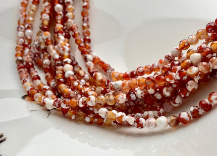 4 mm Faceted Round Multi Carnelian Color Agate Gemstone Beads Genuine Agate Gemstone Loose Beads 14 Inches Strand #2738