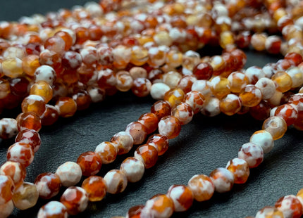 4 mm Faceted Round Multi Carnelian Color Agate Gemstone Beads Genuine Agate Gemstone Loose Beads 14 Inches Strand #2738