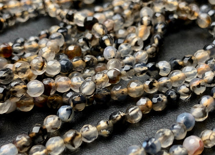 4 mm 6 mm Faceted Round Dragon Vein Agate Gemstone Beads Genuine Agate Gemstone Loose Beads 14 Inches Strand #2740